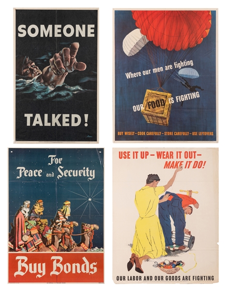  [WORLD WAR II]. Group of 4 propaganda posters. 1940s. Inclu...