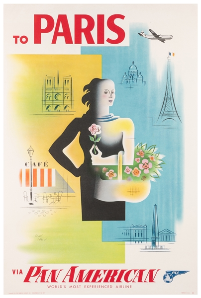  CARLU, Jean (1900 – 1997). To Paris via Pan American. 1954....