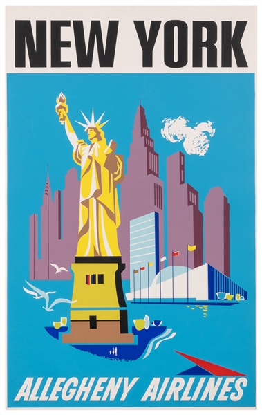  New York / Allegheny Airlines. Circa 1950s. Silkscreen trav...