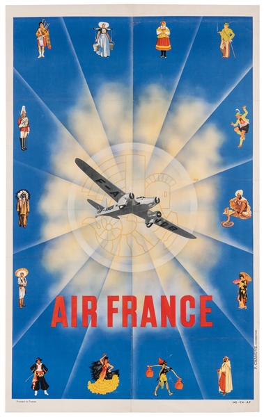  Air France. Courbevoie: P. Chanove, ca. 1930s. Lithograph a...