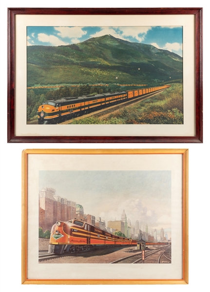  [RAILROADIANA]. Pair of prints. Circa 1940s-50s. Including:...