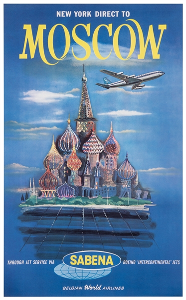  New York Direct to Moscow / Sabena. Circa 1960. A Sabena Bo...