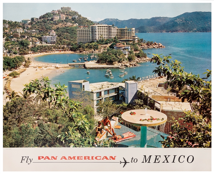  Fly Pan Am to Mexico. 1965. Photograph poster of a resorts ...