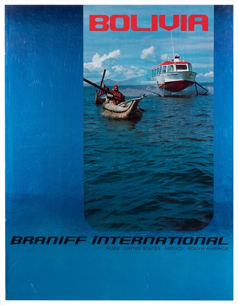  Bolivia / Braniff International. Circa 1980s. Foil poster p...