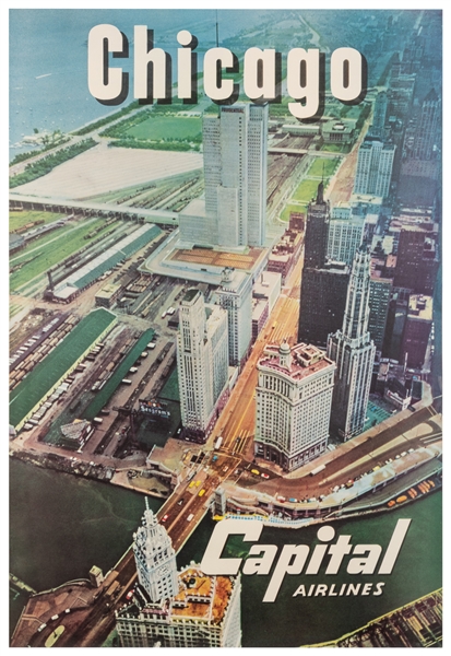  Chicago / Capital Airlines. Circa 1950s. Airline poster wit...