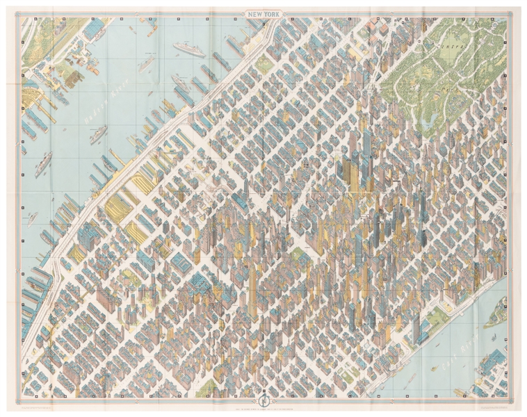 BOLLMANN, Hermann (1911 – 1971). Map of New York City. 1962. 