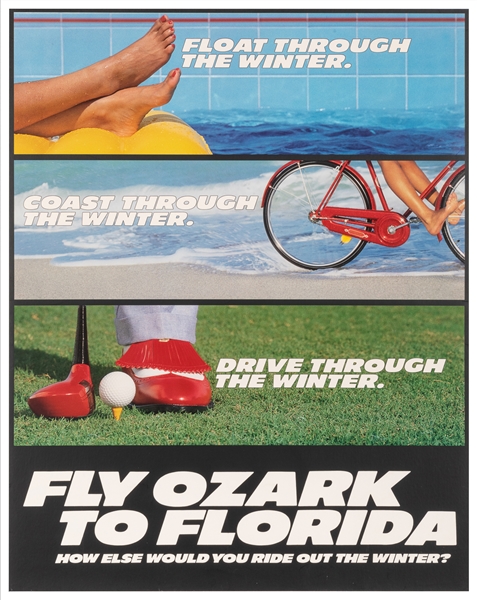  Fly Ozark to Florida. Circa 1980s. Airline poster advertisi...