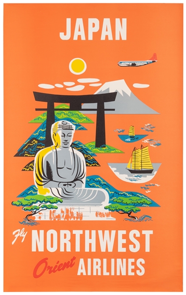  Japan / Fly Northwest Orient Airlines. 1952. United States....