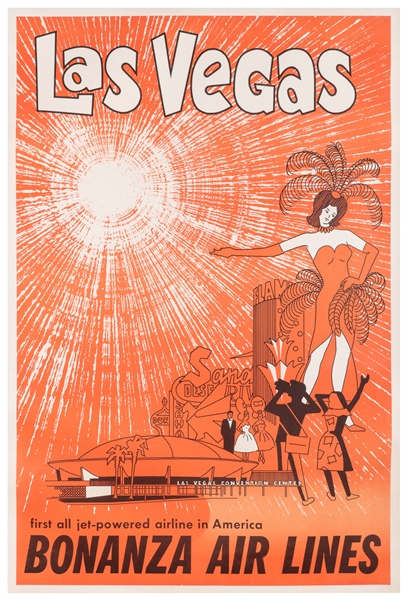  Las Vegas / Bonanza Airlines. Circa 1960s. Offset lithograp...