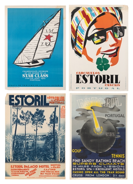  [PORTUGAL]. Group of 4 Estoril travel posters. 1930s-50s. F...