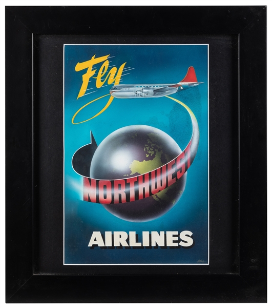  LAY, Peter. Fly Northwest Airlines Poster Maquette. 1956. T...