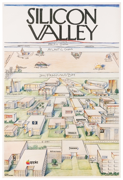  Silicon Valley. 1983. Pacific Ventures. Illustration of Sil...