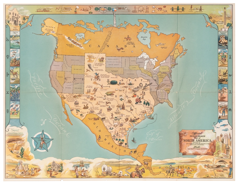  STORM, Mark. Official Texas Brags Map of North America. 194...