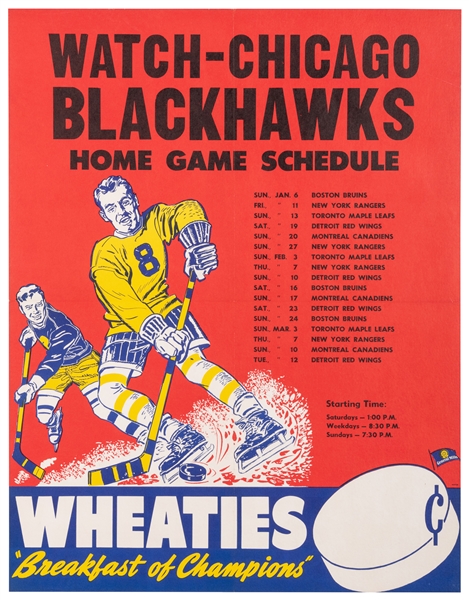  Watch - Chicago Blackhawks Home Game Schedule / Wheaties. 1...