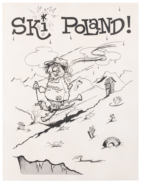  ISAACSON, Irv. Ski Poland! Circa 1960s. Poster satirizing s...