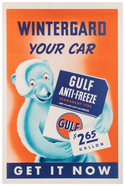  Wintergard Your Car / Gulf Anti-Freeze. Circa 1940. A polar...