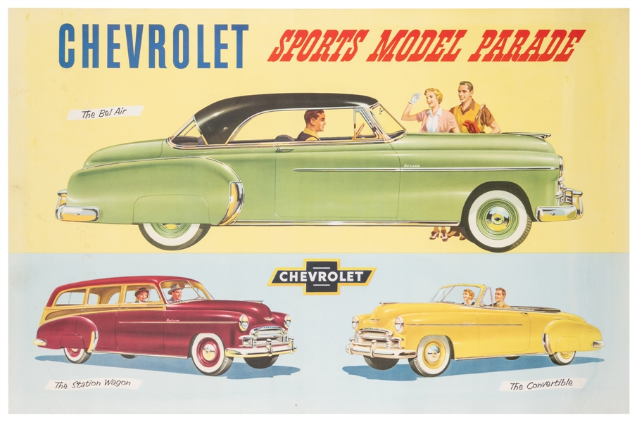  Chevrolet Sports Model Parade. 1950s. Showroom poster adver...