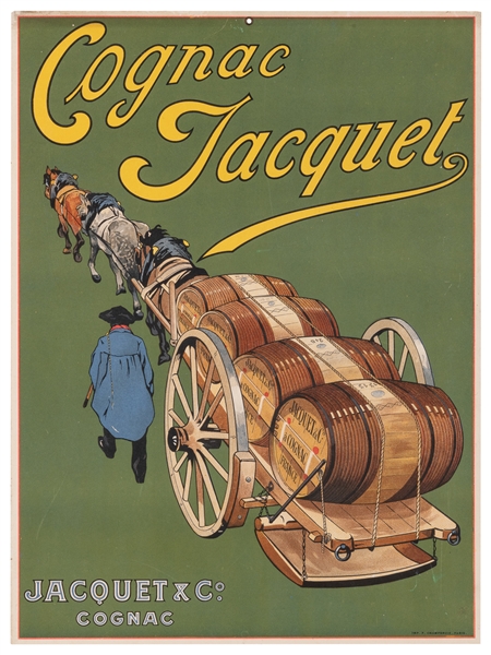  Cognac Jacquet. Circa 1910s. Advertisement depicting a wago...