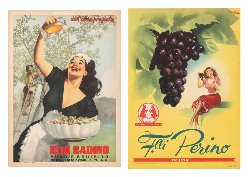  [ITALIAN]. Two vintage food posters. Circa 1950s. Two vinta...