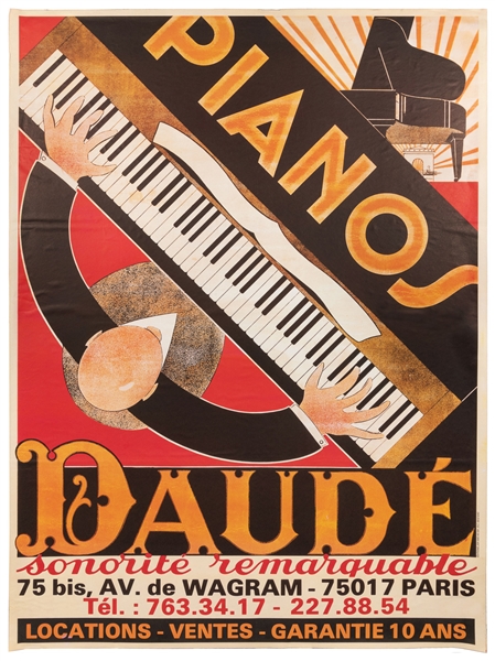  Pianos Daude. Circa 1970s. This Art Deco poster was first p...