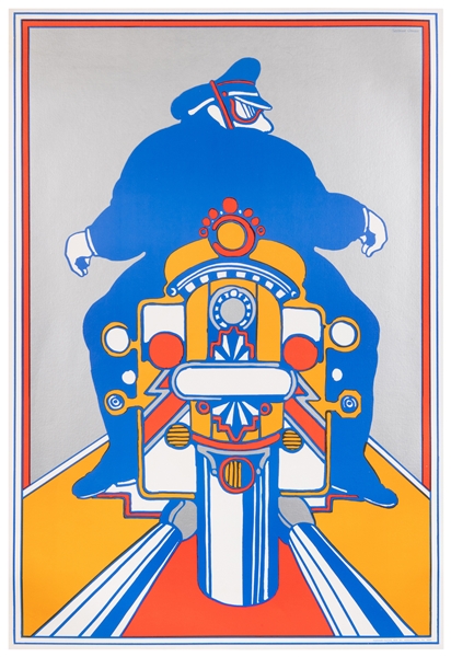  CHWAST, Seymour (1931 – ). Motorcycle Poster. 1968. Norrist...