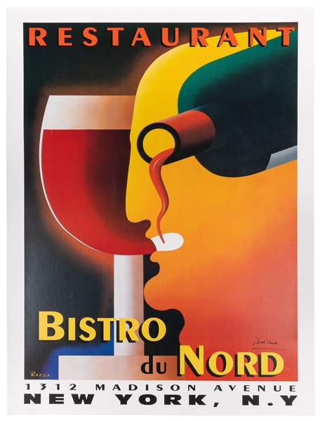  RAZZIA (1950 – ). Bistro du Nord [Signed]. 1990. France. Wi...