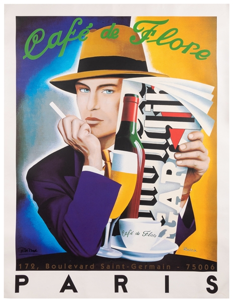  RAZZIA (1950 – ). Cafe de Flore [Signed]. Circa 1990s. Post...