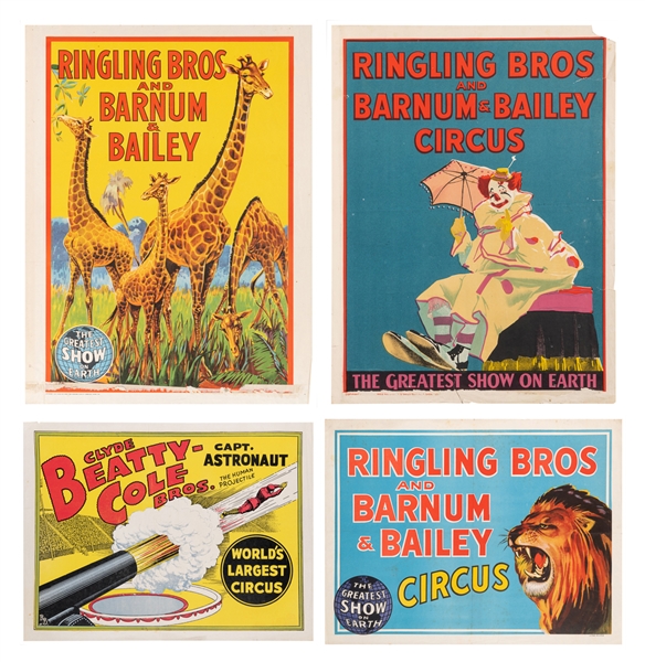  [CIRCUS]. Four American circus posters. Includes three Ring...