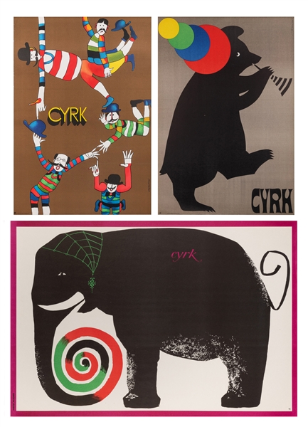  [CIRCUS]. Three CYRK posters. 1960s-70s. Three first printi...