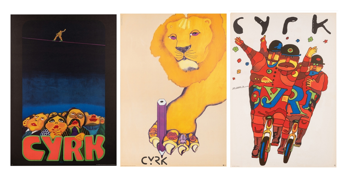  [CIRCUS]. Three CYRK posters. 1970s. Three first printing P...