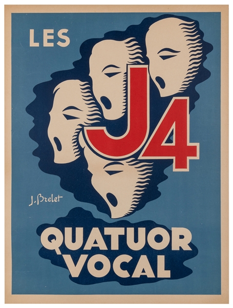  BRELET, J. Les J4 / Quatuor Vocal. Circa 1930s. Concert pos...