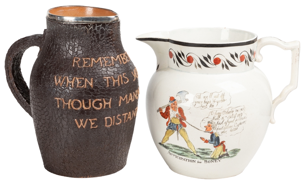  [POTTERY]. British Anti-Napoleon Cartoon Jug. [England, ca....