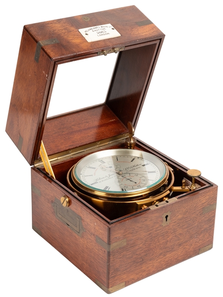  [NAVAL CHRONOMETER]. Eight-Day Boxed Ship’s Chronometer. Lo...