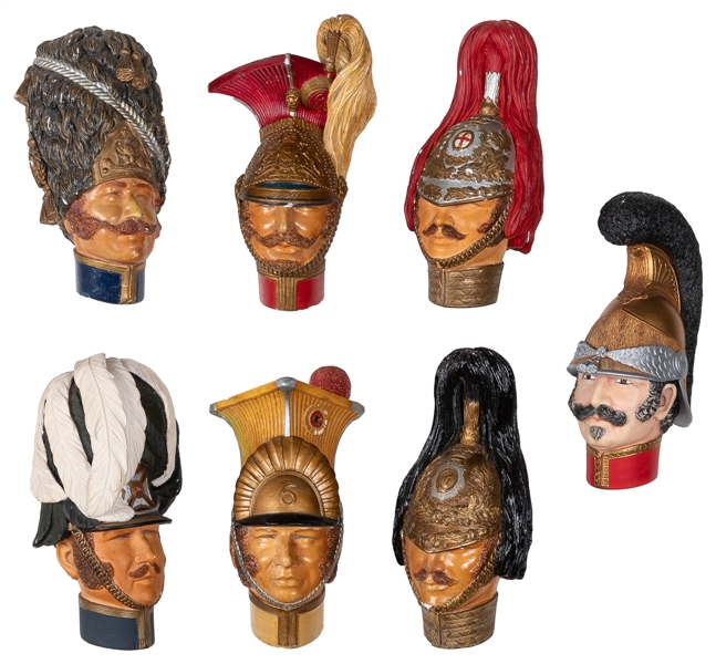  [PAINTED CHALKWARE BUSTS]. Group of 7 Military Chalkware Bu...