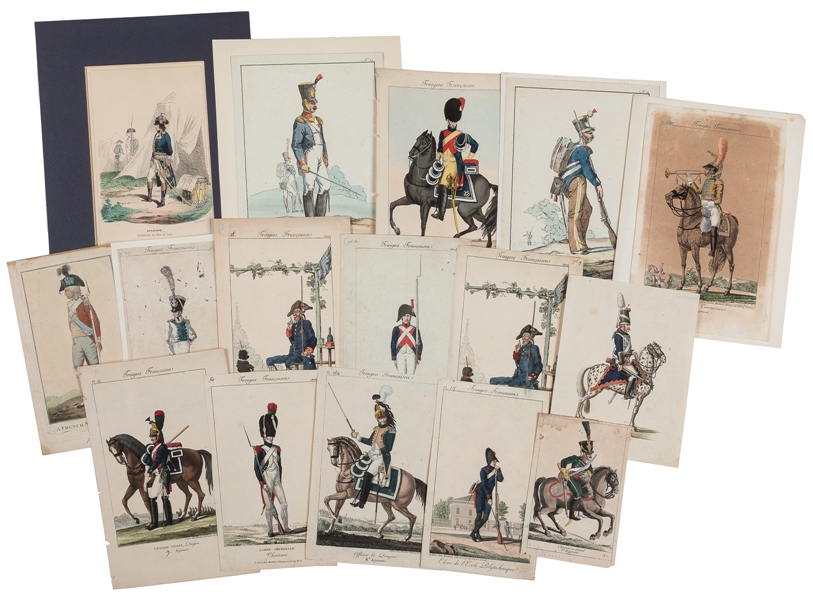  [HAND-COLORED PLATES]. Group of 18 Hand-Colored Plates of F...