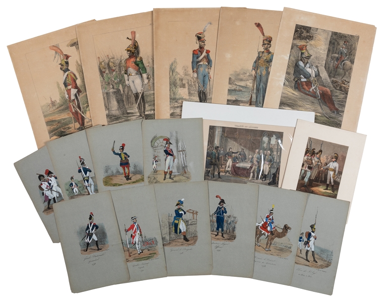  [HAND-COLORED PLATES]. Group of 17 Hand-Colored Plates of F...