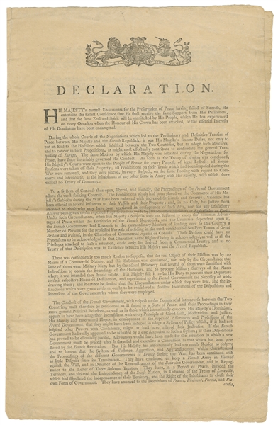  Declaration. His Majesty’s earnest Endeavours for the Prese...