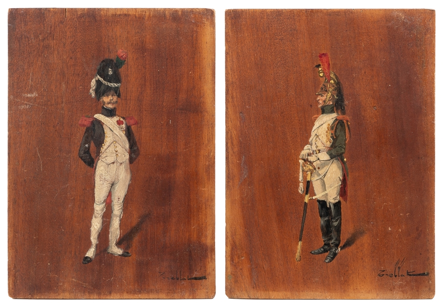  [ORIGINAL ARTWORK]. TREBLAT. Pair of Paintings of First Emp...