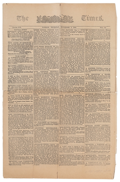  [NEWSPAPER]. [NELSON, Lord Horatio (1758-1805), subject]. T...