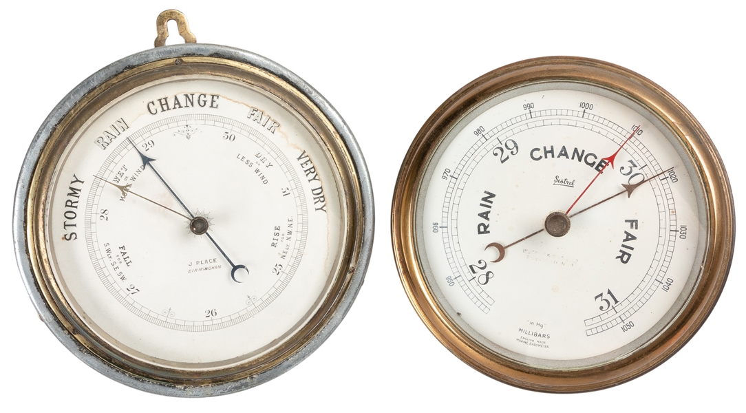  [SHIP’S BAROMETERS]. Pair of Marine Barometers. [England, c...