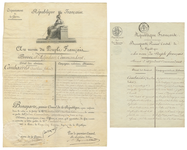  BONAPARTE, Napoleon (1769-1821). Document Signed as First C...