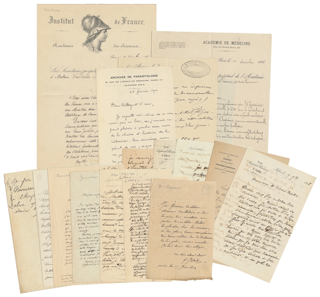  Group of 21 Autograph Letters Signed by Distinguished Frenc...