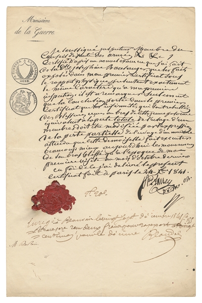  LARREY, Dominique-Jean (1766-1842). Autograph Document Sign...