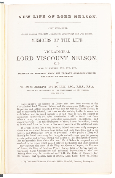  [NELSON, Lord Horatio (1758-1805), subject]. PETTIGREW, Tho...