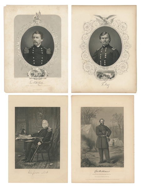  [ENGRAVED PORTRAITS]. Group of 27 Portraits of Union Comman...