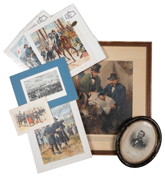  Group of 6 Assorted Chromolithographs Plus Three Black and ...