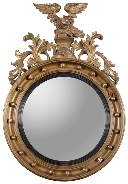  [WALL MIRROR]. American - Federal Gilt Girandole Circular W...