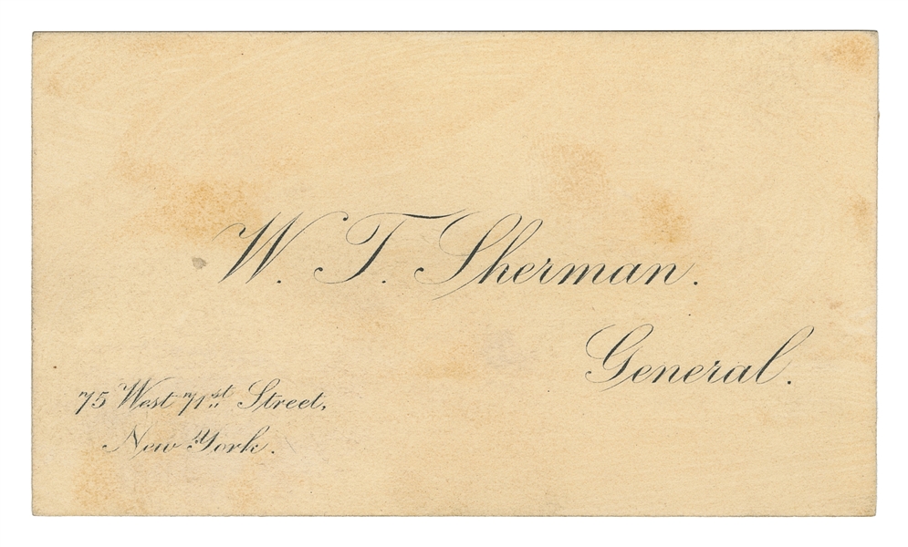  SHERMAN, William Tecumseh (1820-1891). Signed Card. [N.d.] ...