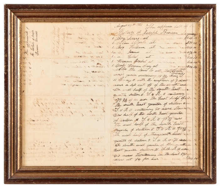  [SLAVERY DOCUMENT]. Manuscript Appraisal Bill of Slaves. [S...