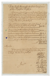 [WHITEHALL PALACE]. Manuscript document signed by the Commissioners of the Majesties Treasury, Whitehall, 17 January 1700. 